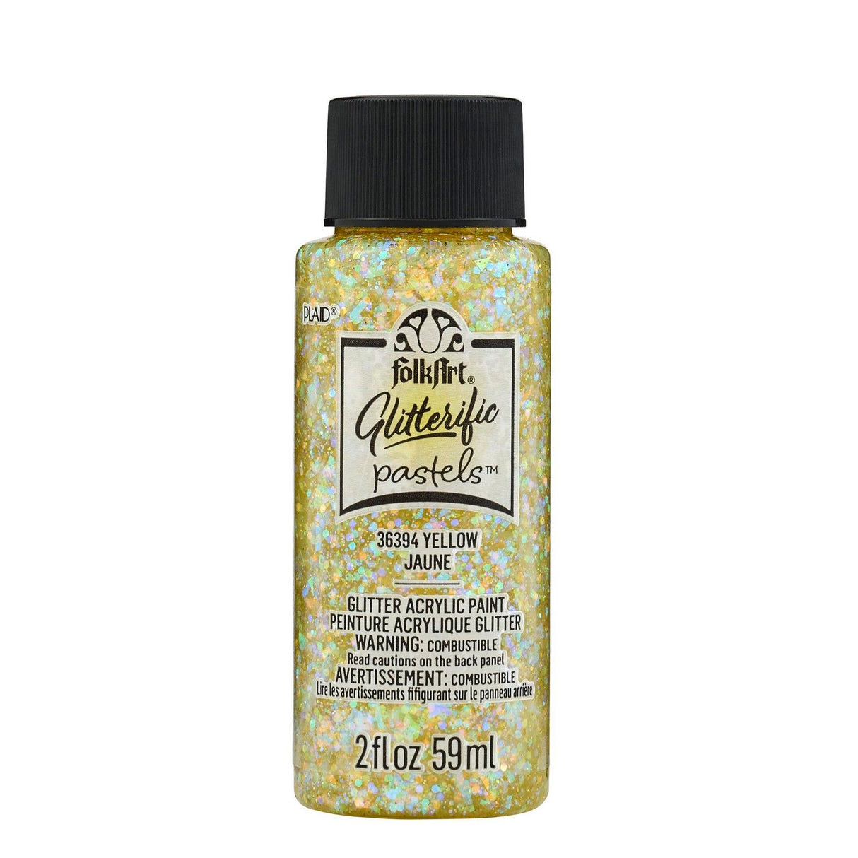 Folkart • peinture acrylique pastels pailletés jaune 59ml