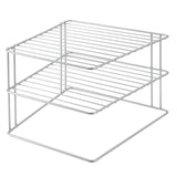 Metaltex space line support à assiettes 2 niveaux 25x25x19 cm argent