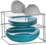Metaltex space line support à assiettes 2 niveaux 25x25x19 cm argent