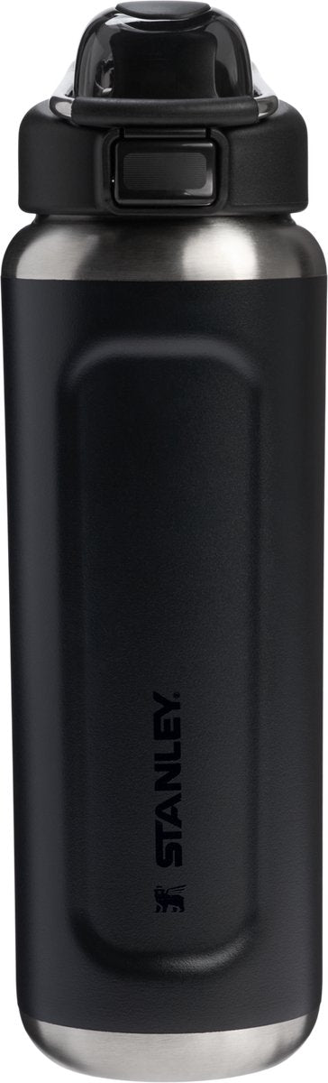 Bouteille d'eau Stanley twist flip 2.0 avec bouchon tournant avec ressort 0,47 l - 10 heures froides - 2 jours froides avec de la glace - gourde en acier inoxydable - sans BPA - étanche - passe au lave-vaisselle - noir