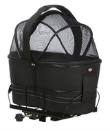 Panier à vélo arrière Trixie noir avec coussin et capuche
