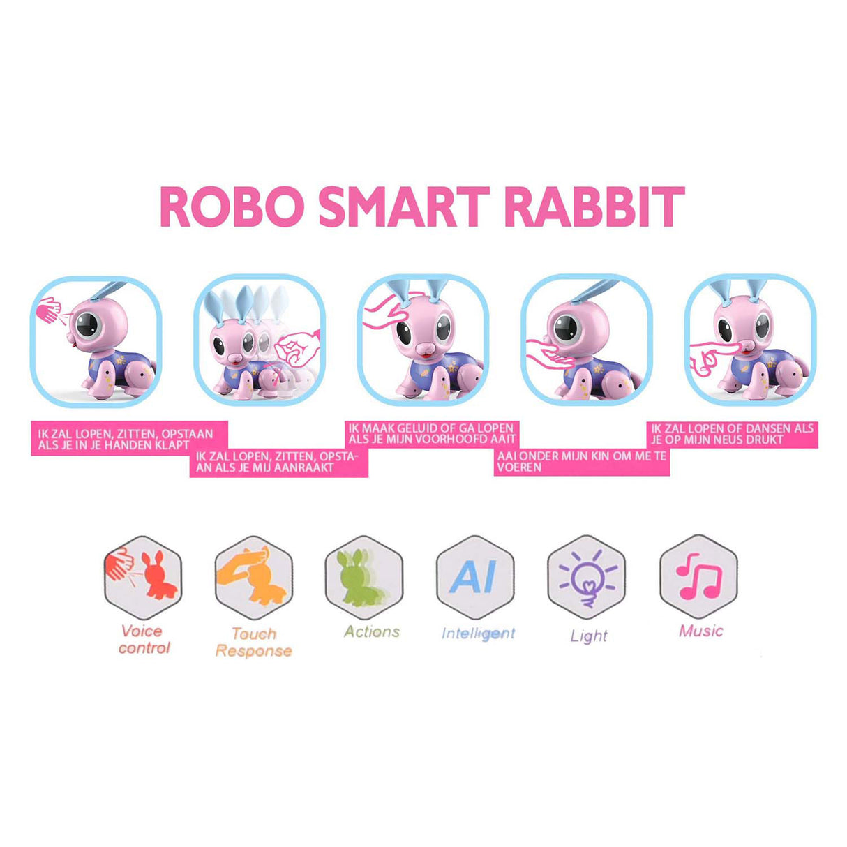 Gear2play robot lapin intelligent animal interactif