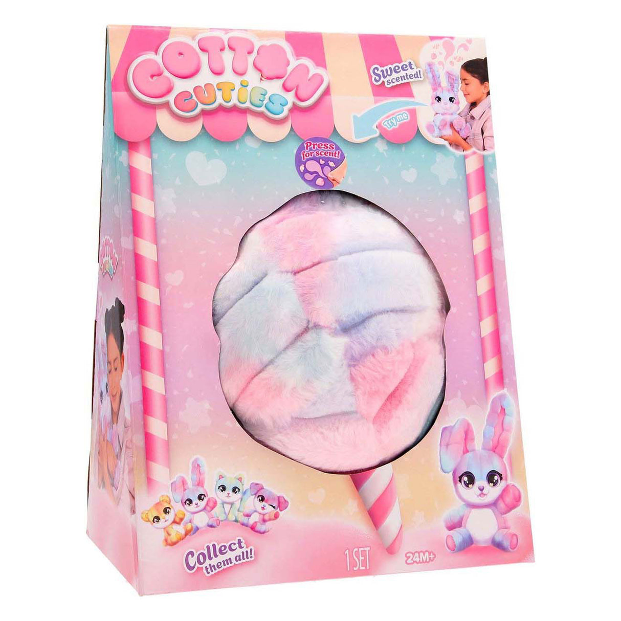Spectron cotton cuties bunny - peluche barbe à papa parfumée - 30cm