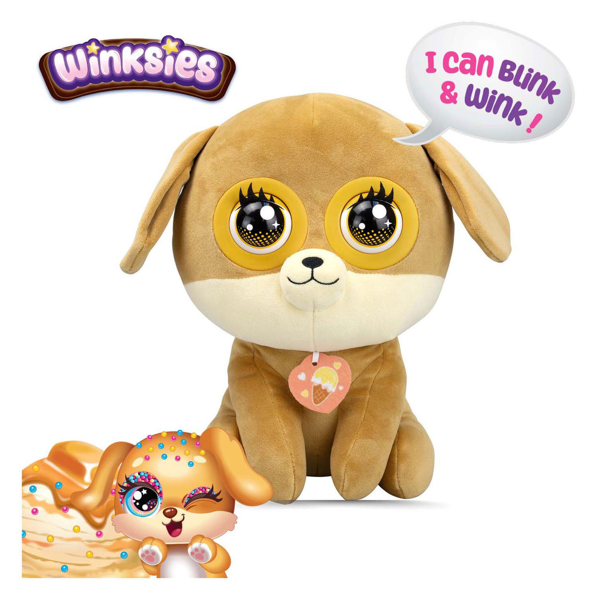 Chiot caramel Winksies Silverlit - peluche interactive dans une tasse de glace