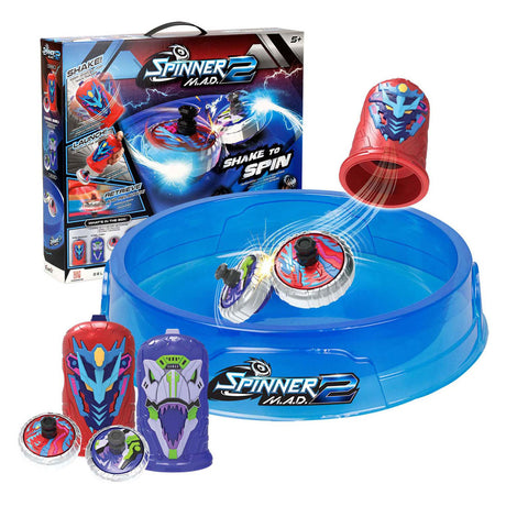 Silverlit spinner mad 2 pack de combat de luxe - 2 shakers, 2 toupies, 1 arène de combat