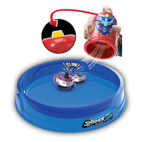 Silverlit spinner mad 2 pack de combat de luxe - 2 shakers, 2 toupies, 1 arène de combat