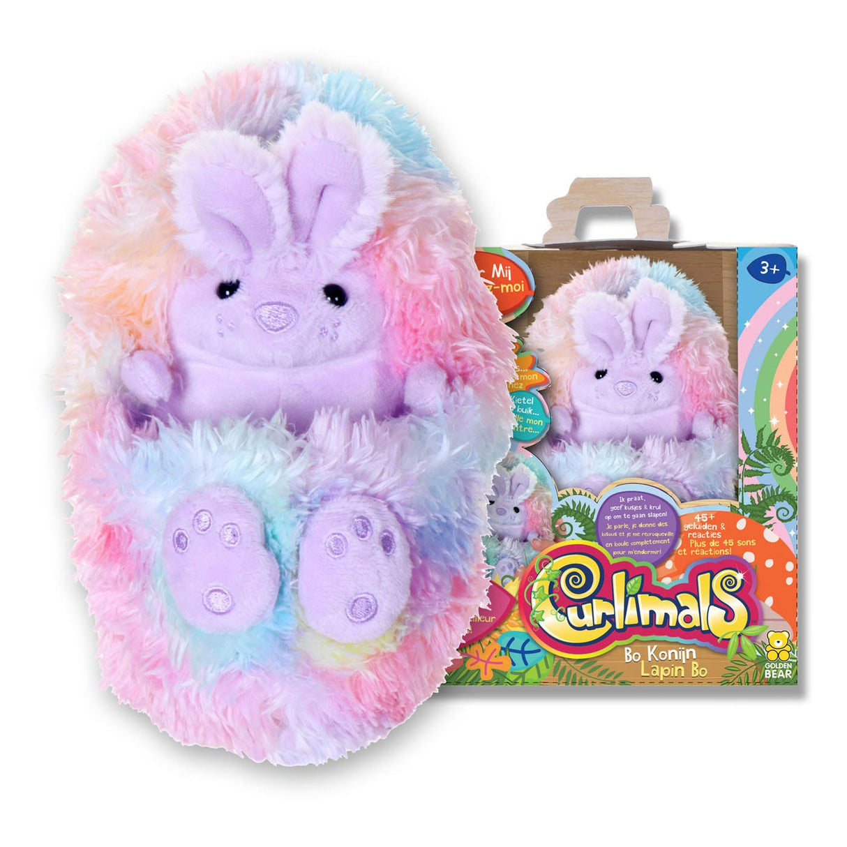 Curlimals Bo The Rainbow Bunny Interactive Hug