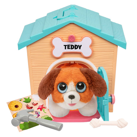Petit animal vivant surprise chiot en peluche dans la niche pour chien