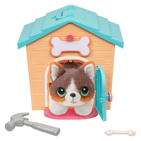 Petit animal vivant surprise chiot en peluche dans la niche pour chien