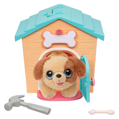 Petit animal vivant surprise chiot en peluche dans la niche pour chien