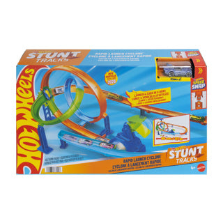 Mattel Hot Wheels Stunt Tracks Ensemble de pistes de cyclone à lancement rapide et voiture jouet en métal