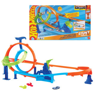 Mattel Hot Wheels Stunt Tracks Ensemble de pistes de cyclone à lancement rapide et voiture jouet en métal