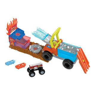 Défi d'accident d'incendie de camions monstres Hot Wheels