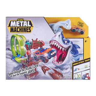 Piste de course d'attaque de requin Zuru Metal Machines avec voiture moulée sous pression