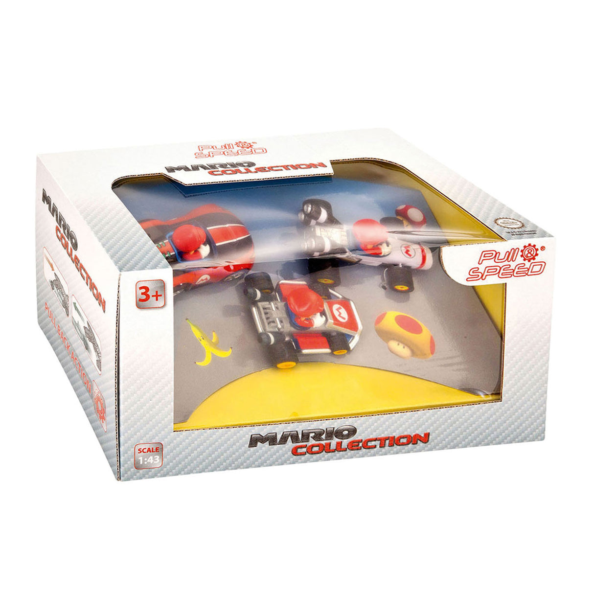 Super Mario Pull Back Race Cars, 3 parties.