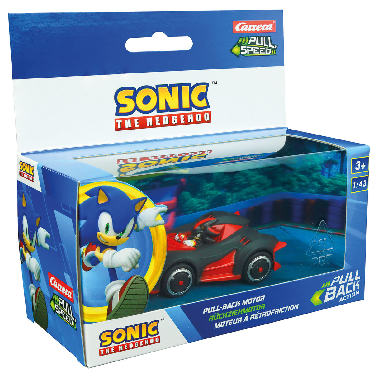 Carrera Pull Back Car Team Sonic Racing - Noir