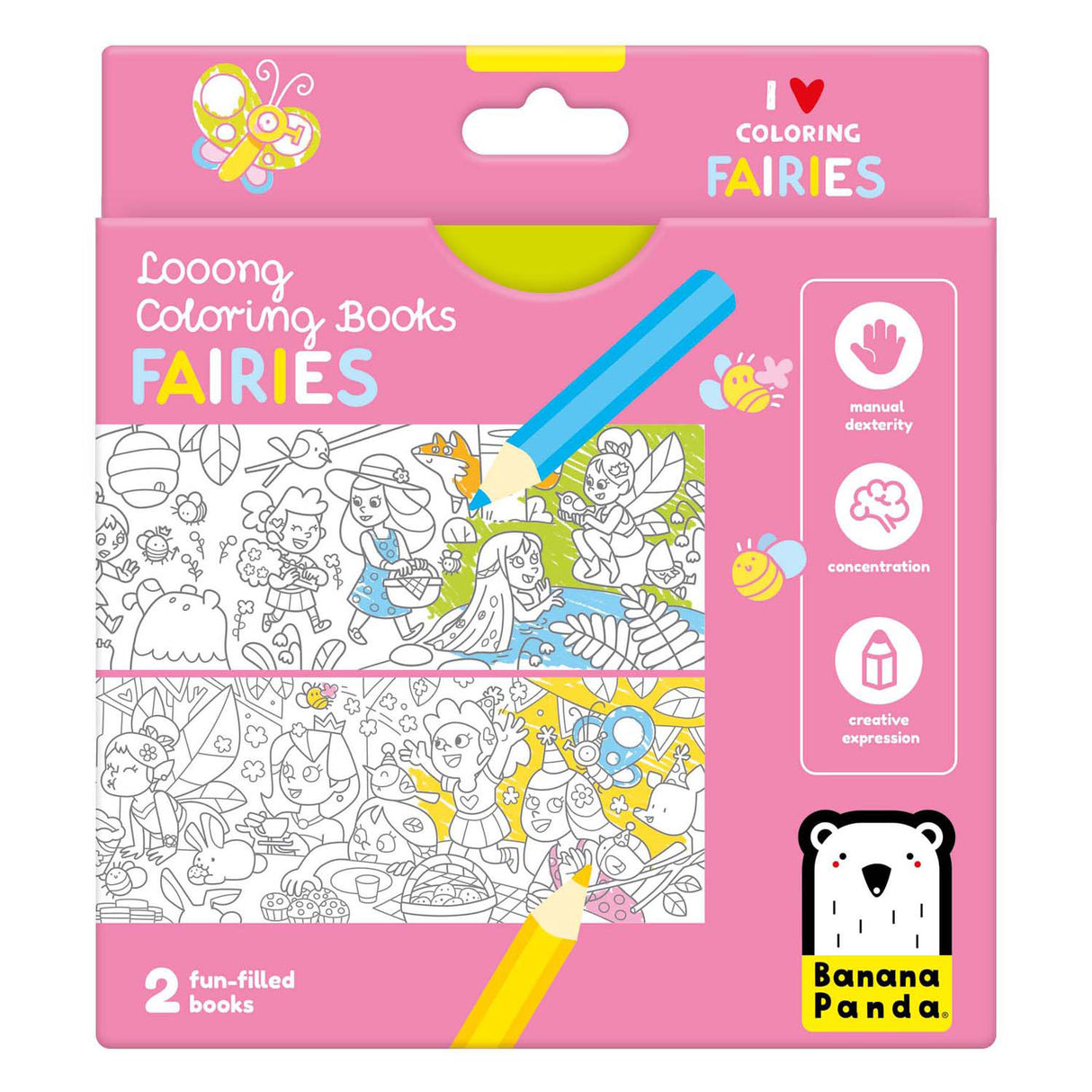 Panda banane - livre de coloriage J'adore les pages à colorier avec des fées