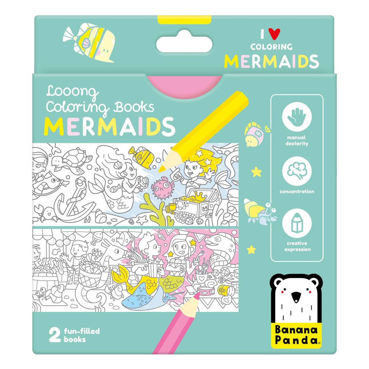 Panda banane - livre de coloriage J'adore les pages à colorier avec des sirènes
