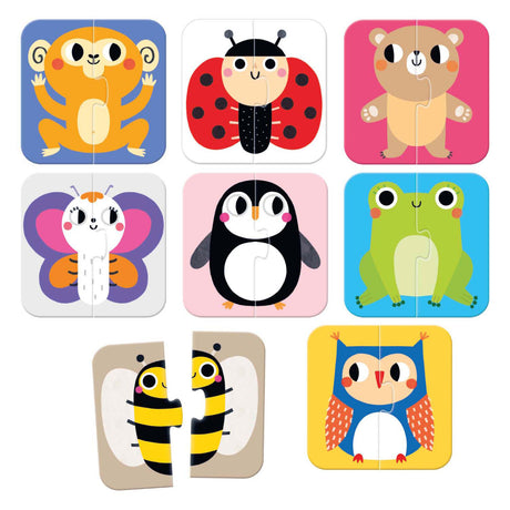 Panda banane - puzzle à emporter demi-animaux - 16 pcs.