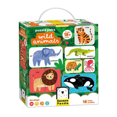 Puzzle banane panda, animaux sauvages, jouets éducatifs à partir de 18 mois.