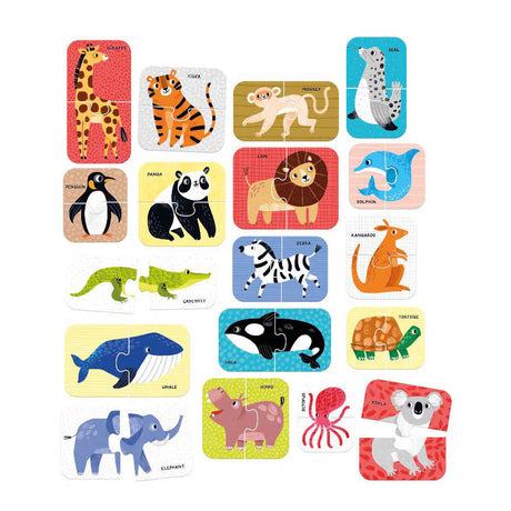 Panda banane - puzzle paires d'animaux sauvages - 18 pièces.