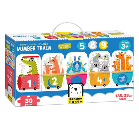 Panda banane - réalisez le puzzle train à numéros correspondant - 30 pcs.