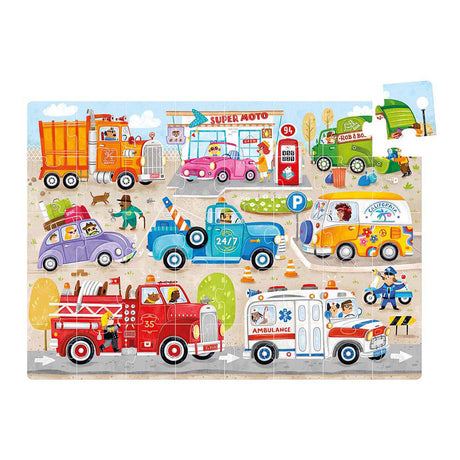 Puzzle voitures banane panda - jouet éducatif en carton 40 pièces.