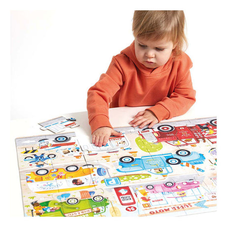 Puzzle voitures banane panda - jouet éducatif en carton 40 pièces.
