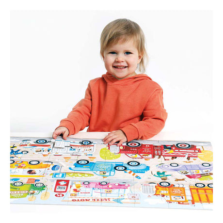 Puzzle voitures banane panda - jouet éducatif en carton 40 pièces.