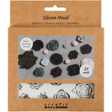 Moules en silicone Creativ company, roses, h : 0,5-1 cm, l : 0,8-4 cm, 1 pièce