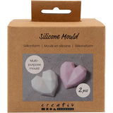 Formes en silicone Creativ company, coeur facetté, h: 2 cm, l: 6 cm, l: 5,8 cm, 2 pièces 1 boîte