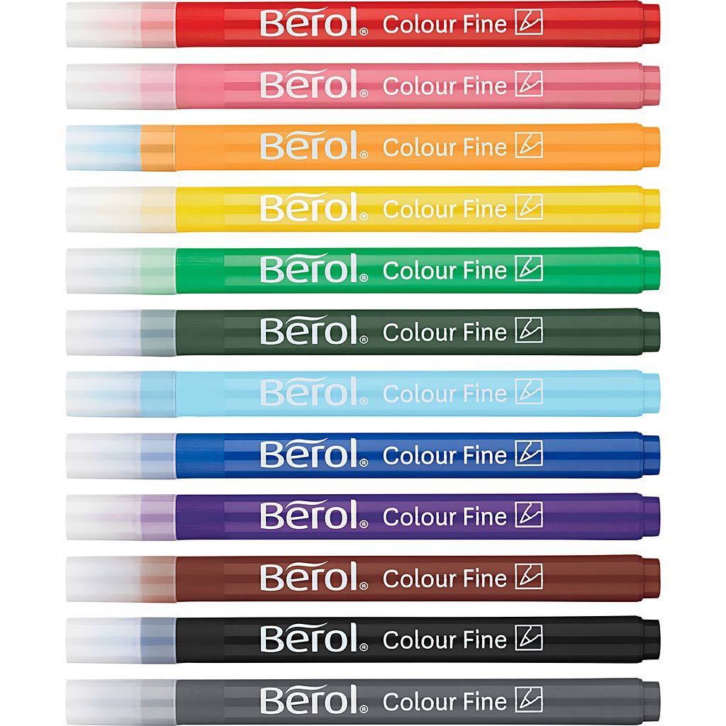 Berol colourfine, d 10 mm, largeur de trait 0,3-0,7 mm, différentes couleurs, 42 pièces 1 boîte