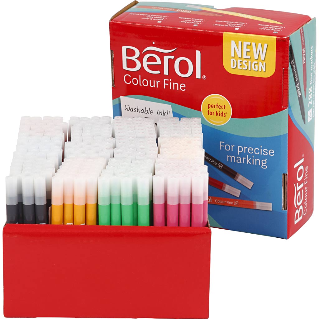 Berol colourfine, largeur de trait 0,3-0,7 mm, différentes couleurs, 288 pièces 1 boîte