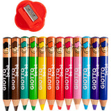 Crayons de couleur Giotto, l : 10,5 cm, épaisseur 13 mm, recharge 6 mm, différentes couleurs, 12 pièces 1 boîte