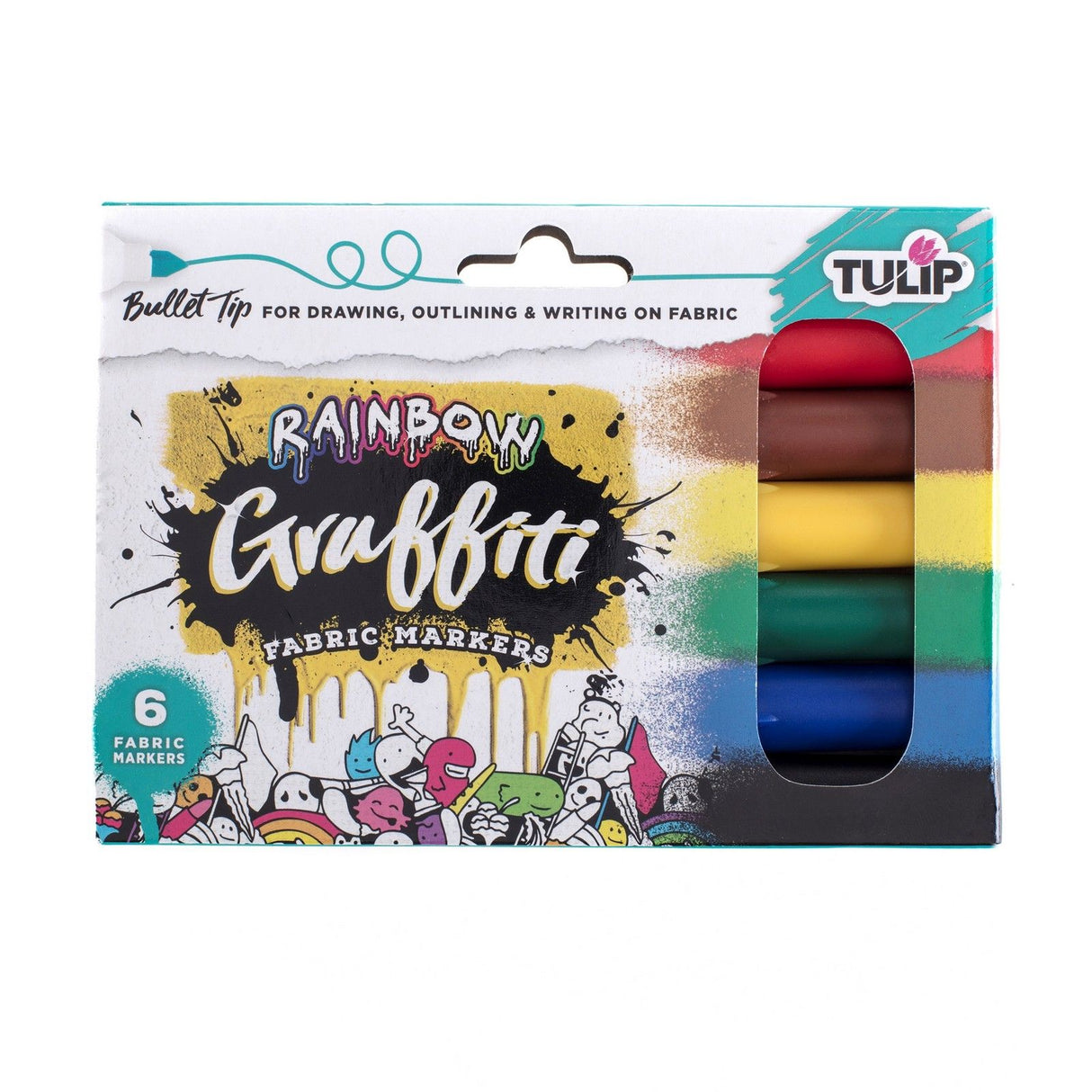 Tulip • marqueurs textiles graffiti arc-en-ciel 6 pcs.