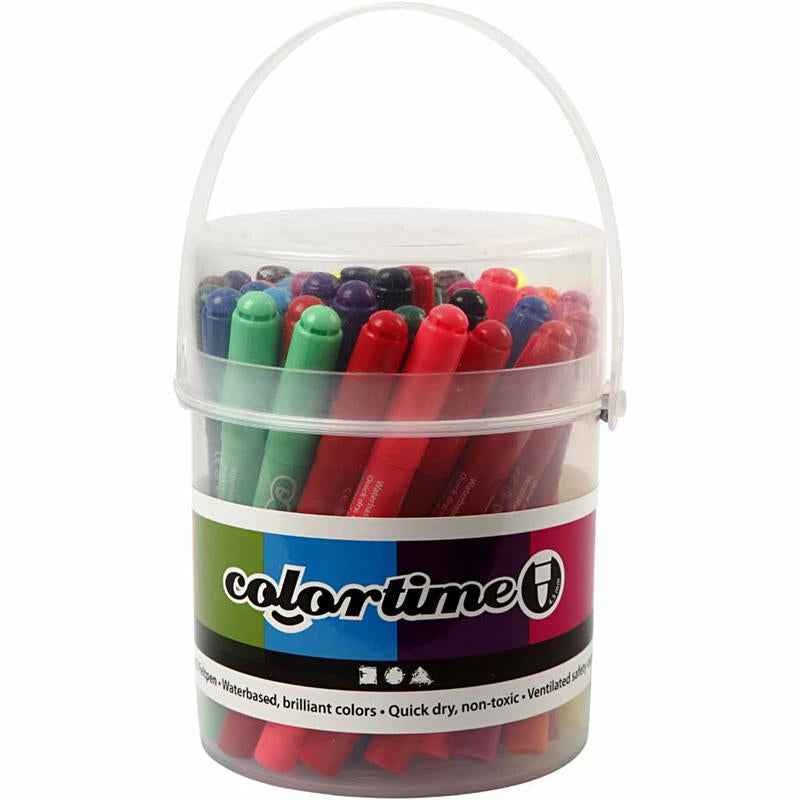Seau avec 42 marqueurs jumbo, 12 couleurs