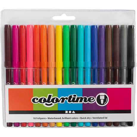 Marqueurs Colortime, largeur de trait 2 mm, différentes couleurs, 18 pièces, 1 boîte