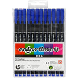 Feutres fins Colortime, largeur de trait 0,6-0,7 mm, bleu foncé, 12 pièces 1 boîte