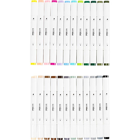 Stylo à dessin Creativ company, largeur de trait 1+8 mm, couleurs pastel, couleurs standard, 24 pièces 1 boîte