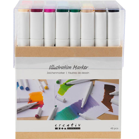 Stylo à dessin Creativ company, largeur de trait 1+8 mm, couleurs standards, 48 pièces 1 boîte