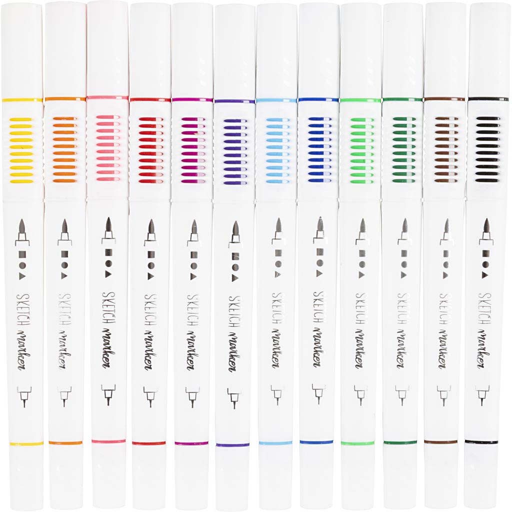 Société Creativ https : www.ccobby.nl marqueurs de dessin-épaisseur de ligne-1-2-5-mm-standard-colours-12-piece-1-box