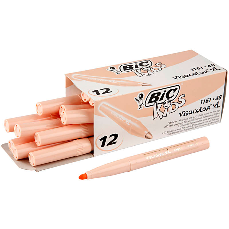 Marqueurs de couleur Bic Visa Color, largeur de trait 3 mm, beige clair, 12 pièces 1 boîte