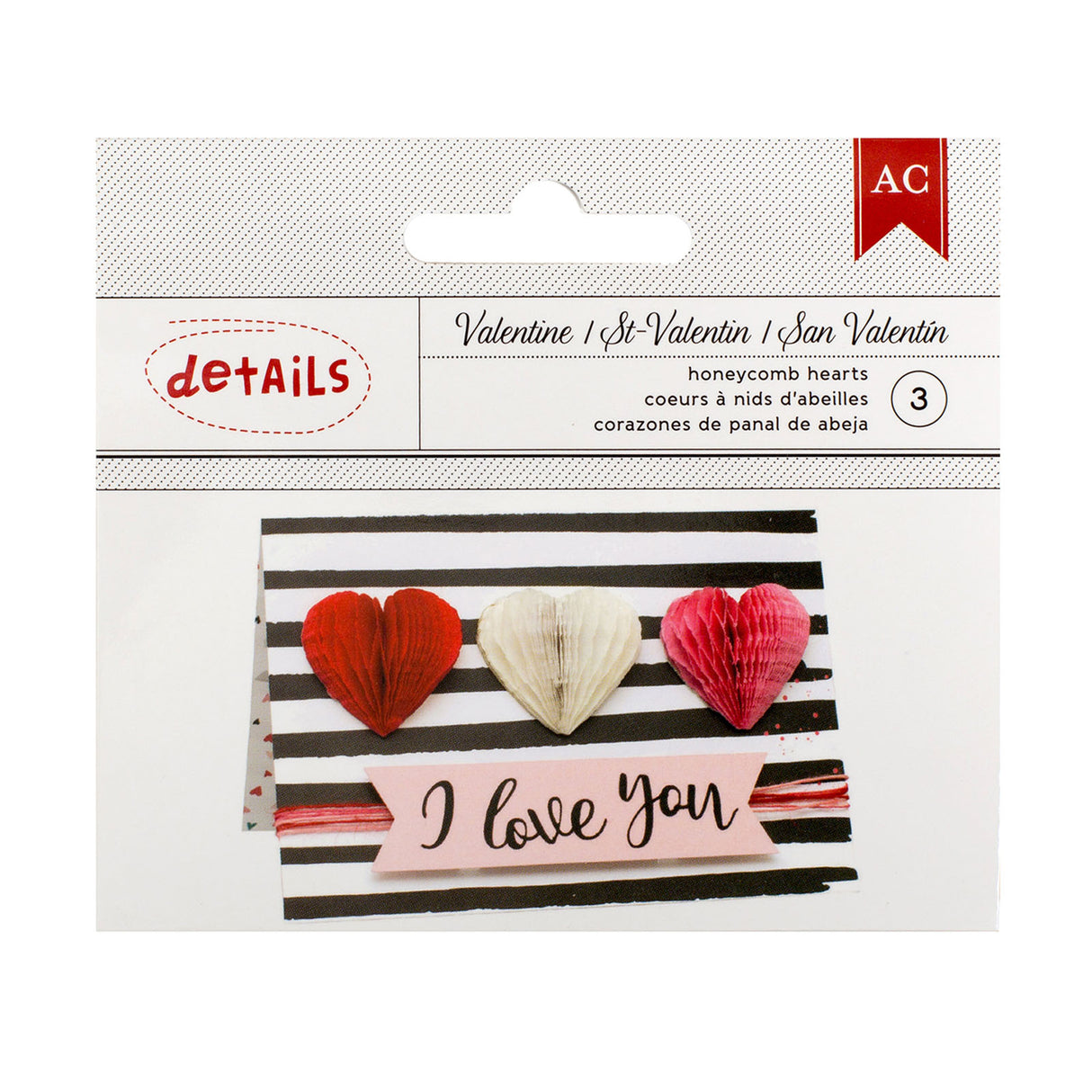 Artisanat américain • nid d'abeille coeur Saint Valentin x3