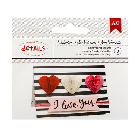 Artisanat américain • nid d'abeille coeur Saint Valentin x3