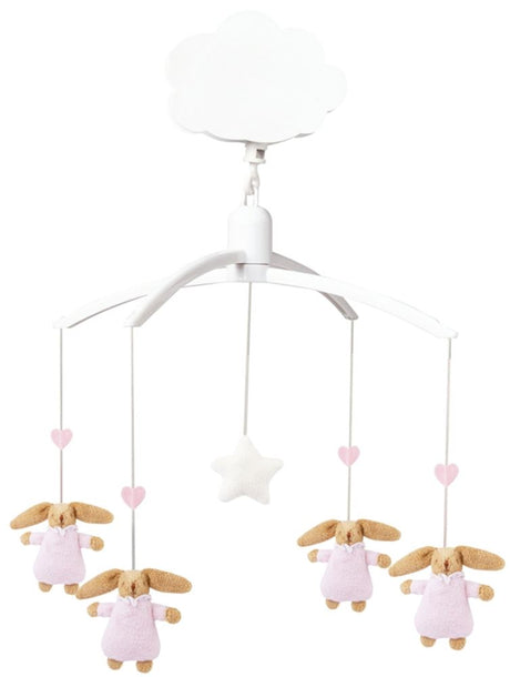 Mobile musical lapin rose