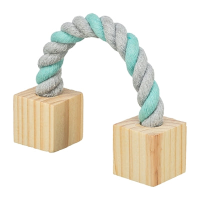 Trixie joue à la corde avec du bois