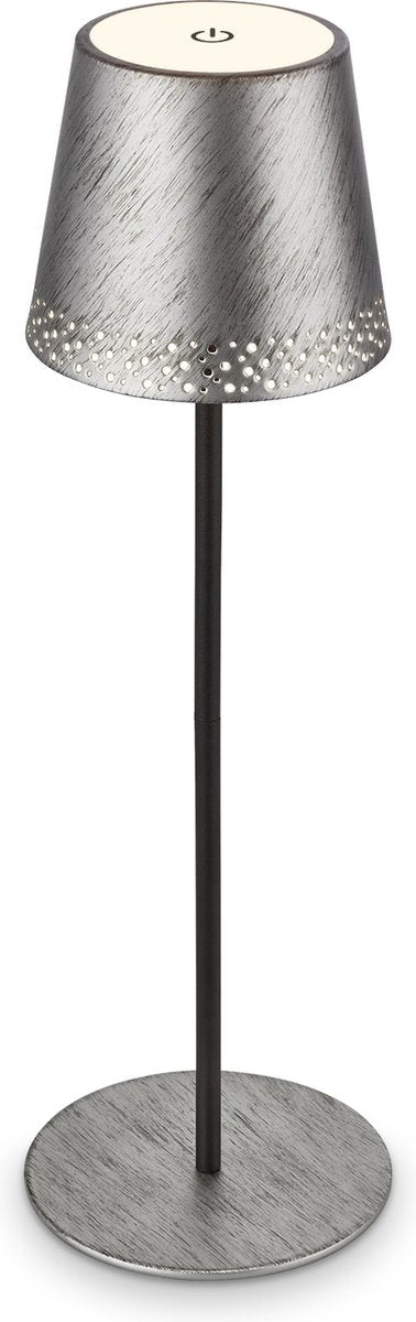 Briloner kiki - lampe de table rechargeable - dimmable - pour intérieur et extérieur - réglable en hauteur - lumière blanc chaud - argent