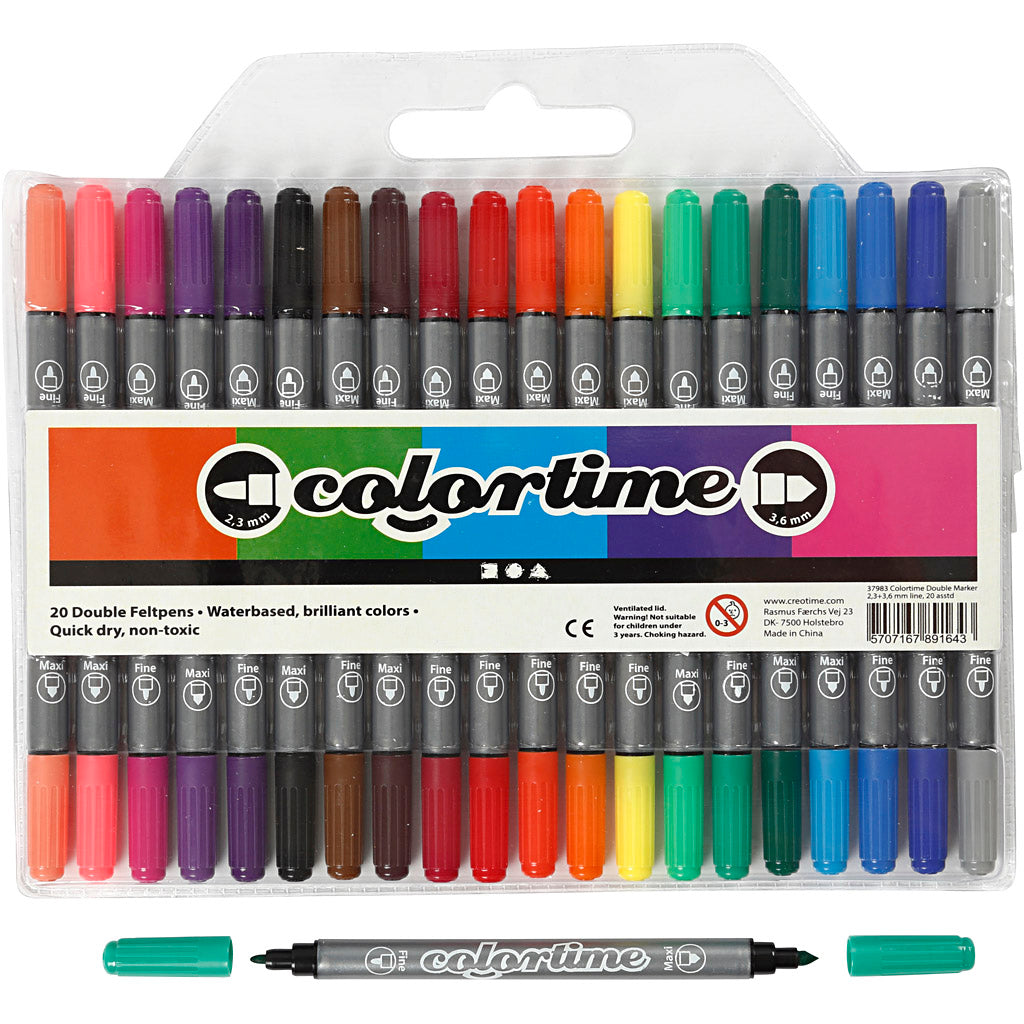 Marqueurs double face Creativ company - couleurs de base, 20 pcs.