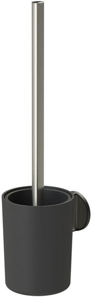 Tiger tune - brosse WC avec support - sans perçage - ruban adhésif 3m - acier inoxydable brossé noir