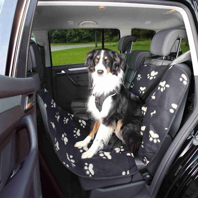 Trixie Car Say Pootprint Nylon Fleece Black Beige